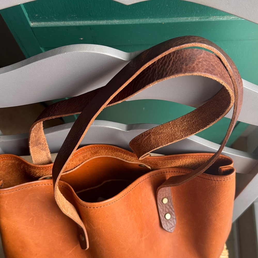 Anthropologie Leather Tote in Cognac Brown - Picture 3 of 13